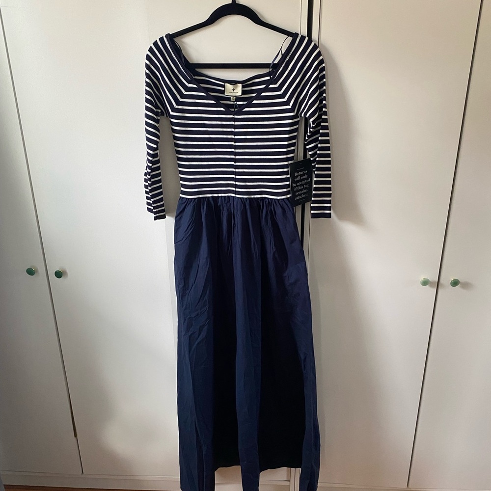 Tuckernuck Navy and White Striped Dress